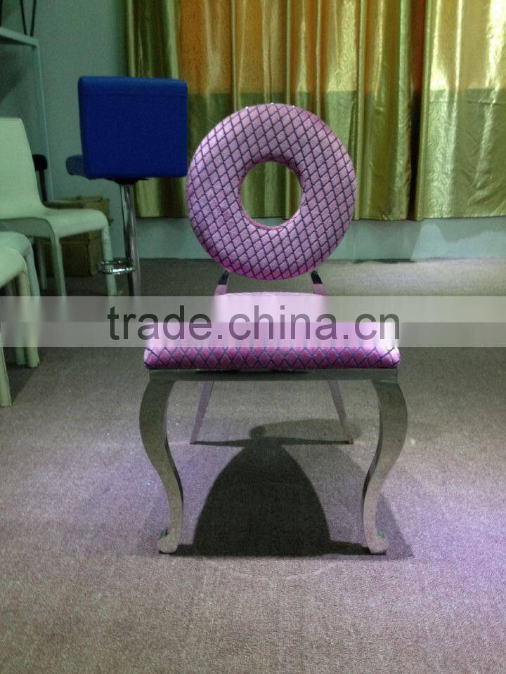 light pink color Dining chair, with soft cusion dining chair with Fabric or PU cover