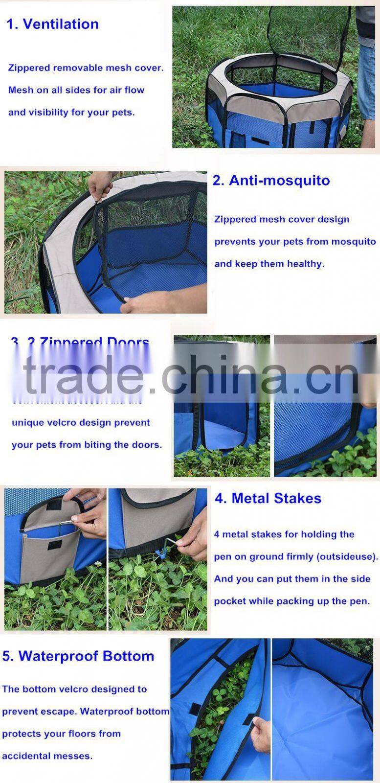 8 Panels Oxford Fabric Folding Pet Playpen