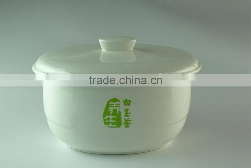 Kitchen utensil White ceramic Serving soup Tureen with Lid