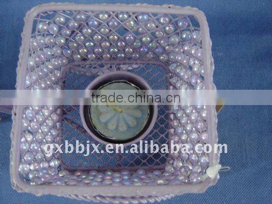Purple pearl wire car shape decorative candlestick craft