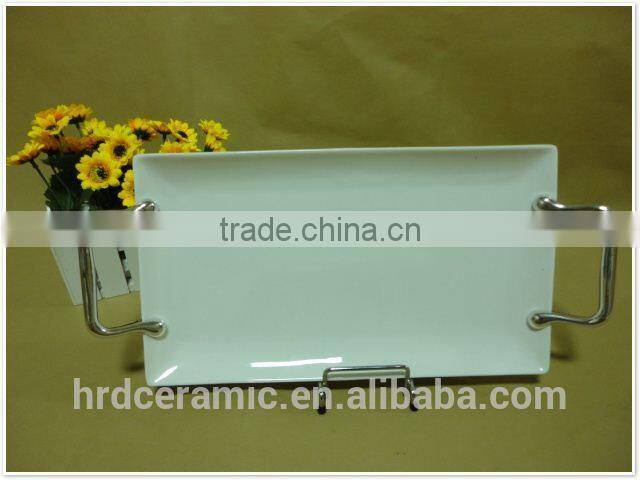 Manufactured in China stock ceramic plates with handles