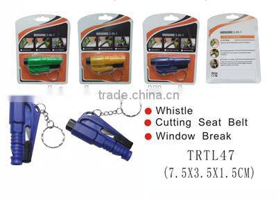 3 in 1 body guard with whistle & seat belt knife and window break