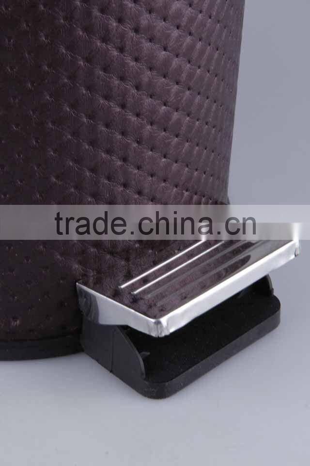 Printed Plastic Trash Can Stainless Steel Pedal Rubbish Bin Household Garbage Can