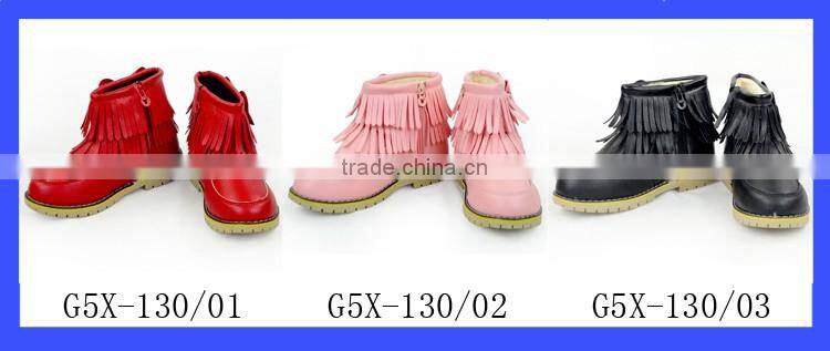 Children Boy And Girls Waterproof Three Colors Adding Cashmere Black Leather Shoes