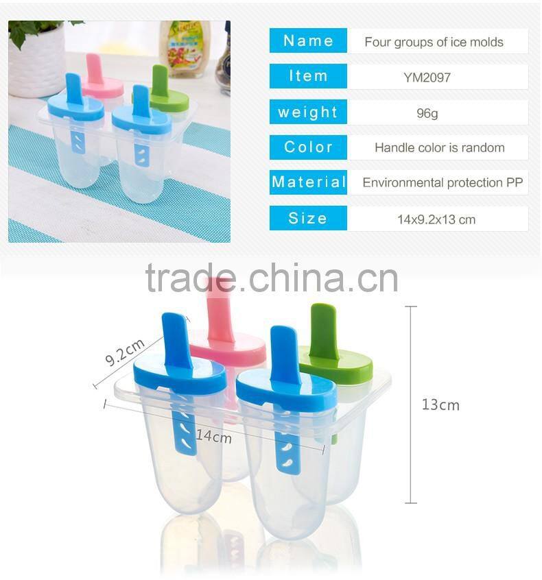 Set of 4 plastic ice cream stick mould ice mold with handle ice cube machine
