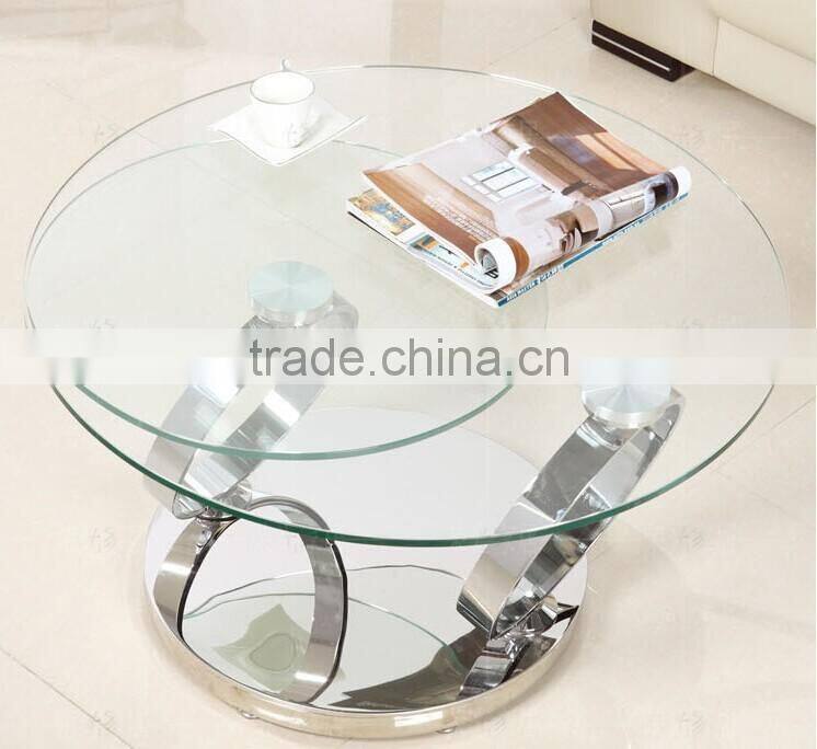 C8041 movable swivel glass coffee table models for home using