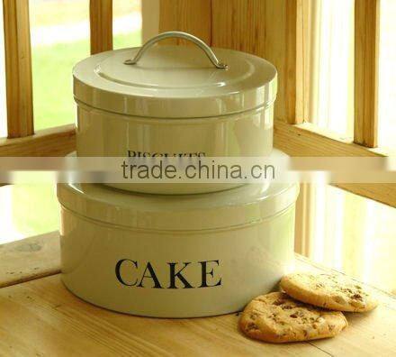New Kitchen Attractive Printing Airtight Metal Cake Tin Jar Storage Bin