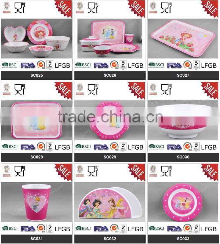 Cute melamine kid children set/melamine dinnerware kid children plate and cup