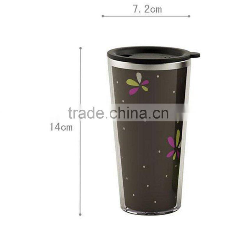 Double-layer Stainless Steel Interior Head sensitive Color changing Mug Cup Coffee Cup with Lid