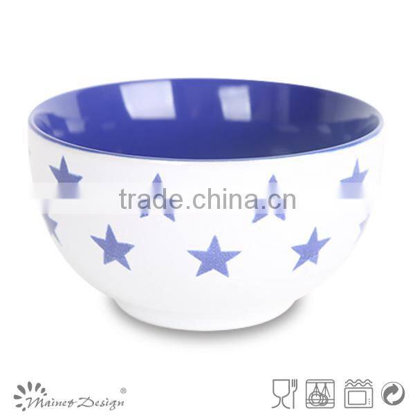 solid glaze ceramics cereal bowl with star