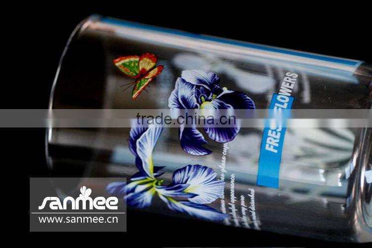 Fresh Flowers Series Blue Round Glass Cups