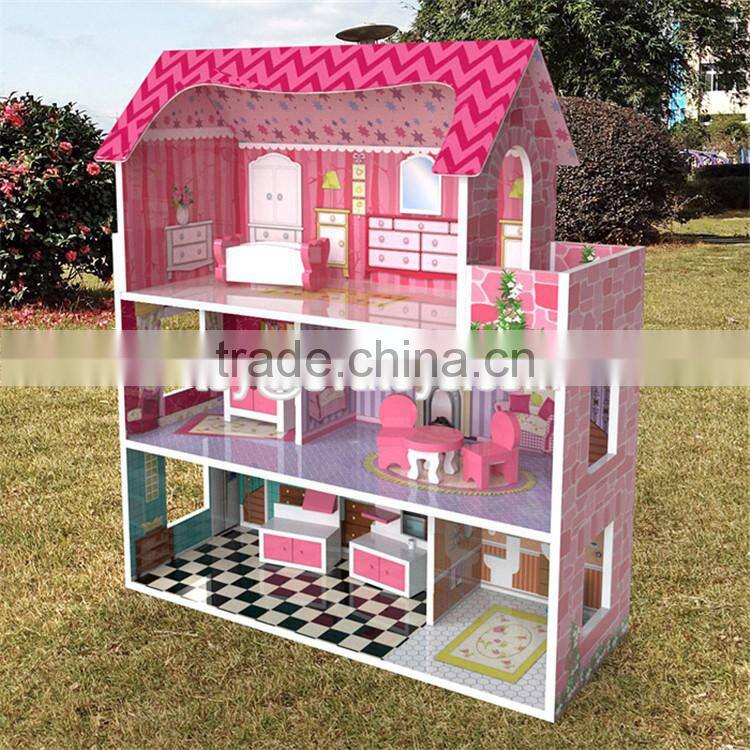 New design lovely girls toy sets wooden miniature house kits W06A235