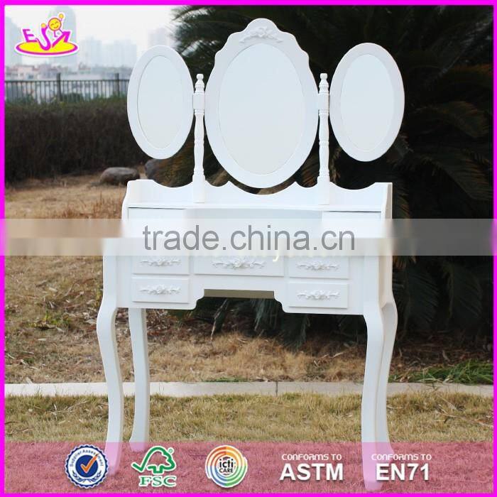 2017 New design youth white folding wooden dressing table W08H076