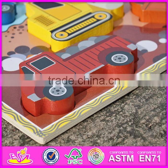 2016 new design educational car puzzle wooden learning shapes for toddlers W14D020