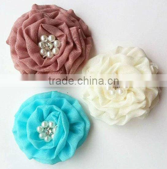 CF0386 New arrival fashion large ivory pearl center lace CF0386 New arrival fashion large ivory pearl center lace hair bow