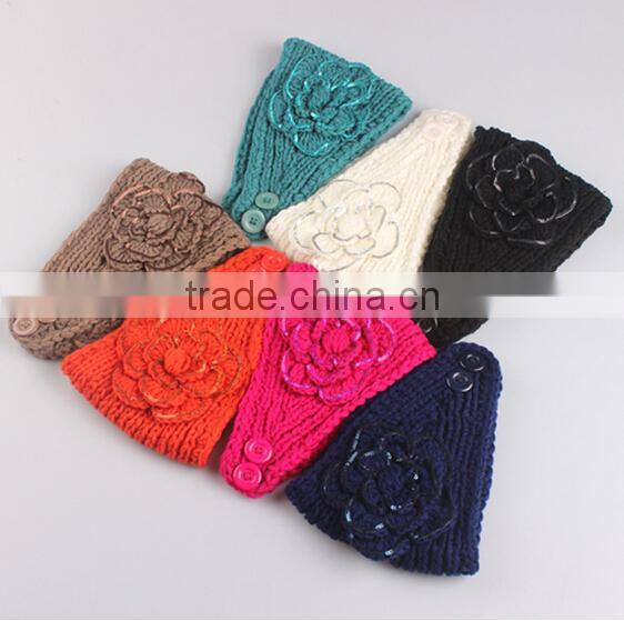 2014 Fashion knit Flower head wrap multifunction headwrap