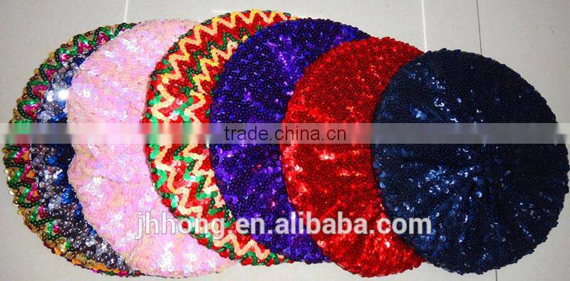 New Ladies Stretch Glitter sequin hats for women party paillette hat