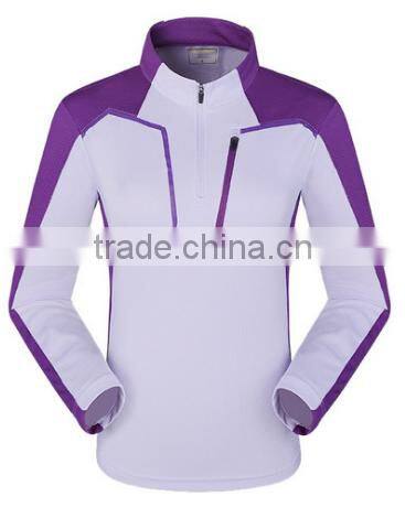 2016 New Long Sleeve Zipper Collar Jerseyes Climbing Hiking Running Camping T-shirt