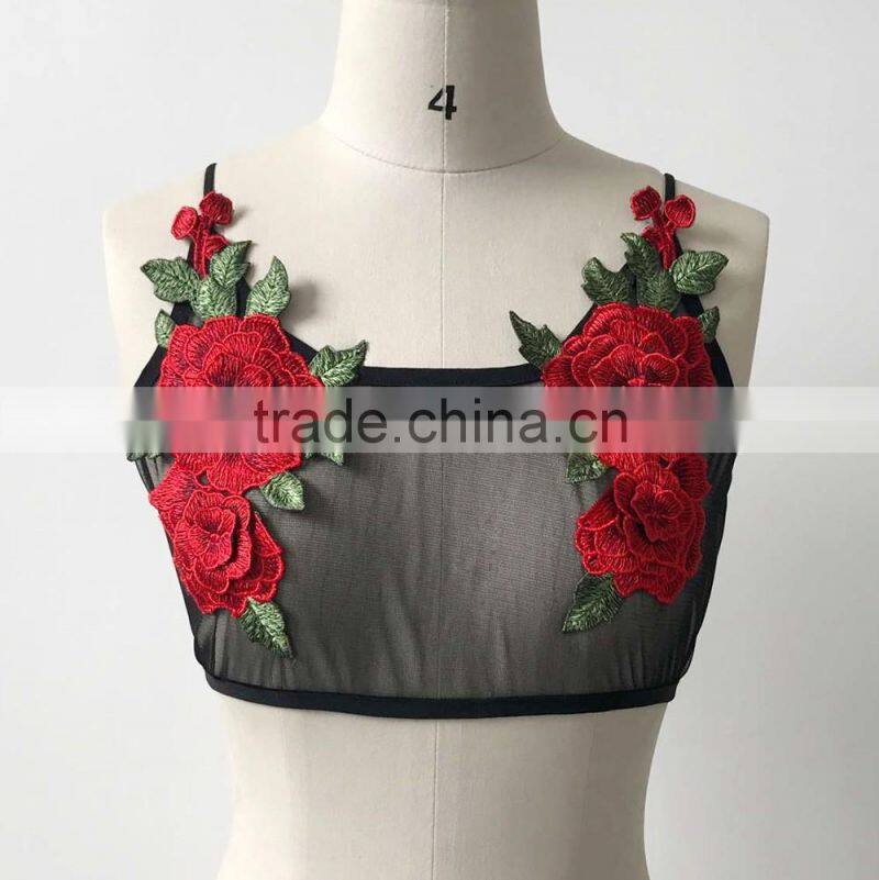 Elegant black lace crop top Summer beach backless short halter tops Sexy black party camis gauze women tank top girls short tops