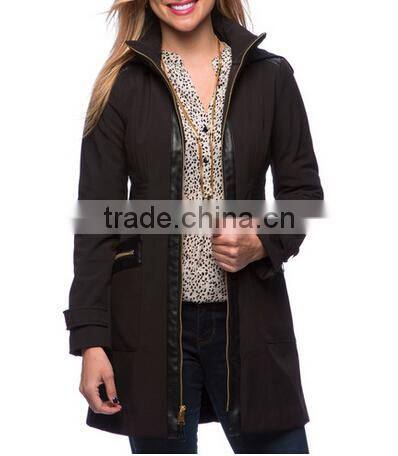 Women's Black Fleece-Lined Soft Shell Coat