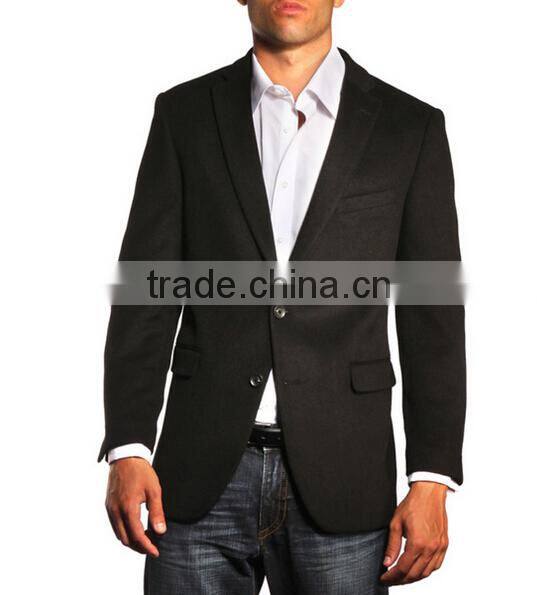 Men's Black Cashmere Blend Trim Fit Sportcoat