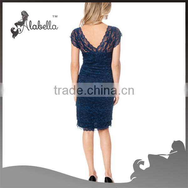 women lace maternity dress with short sleeve