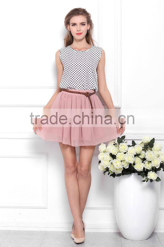 2015 Latest Hot sell Fashion popular girls chiffon mature women short skirt