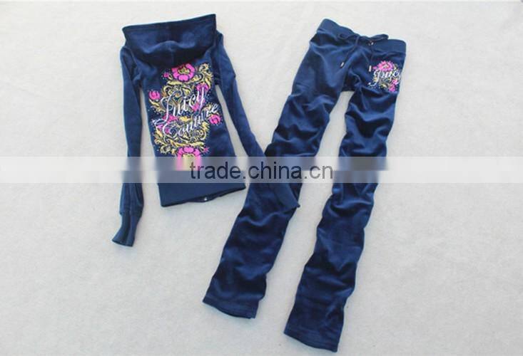 2016 new designs cheap embroidery sport two-piece suit woman