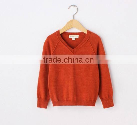 V neck long sleeve one pocket plain color toddler sweater
