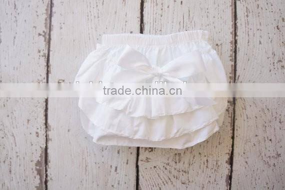 New arrivlal American Hot Girl Picture Baby Girls Bloomers Plain White 3 Layers Diaper Cover With Bow Wholesale