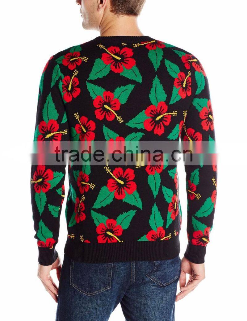 Men Black Sweater Season Squeezing Pattern Christmas Knitwear