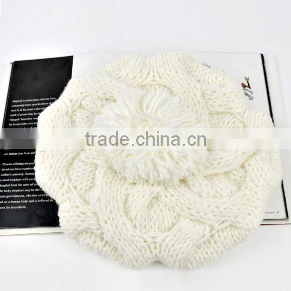 Women's Warm Knit Wool Beanie Pumpkin Ball Pumpkin Ladies Winter Wool Hat 9083