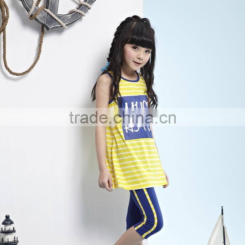 2016 wholesale leisure boutique customized stripe children clothing sets for summer