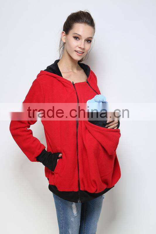 Baby Carrier Hoodie Kangaroo Warm Maternity Outerwear Coat Pregnant Zipper Coat