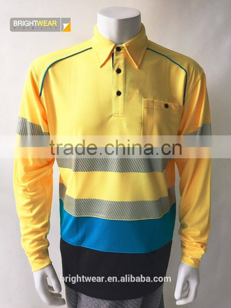 Wholesale polyester safety combined-performance reflective 3M5510 tape protective polo shirt