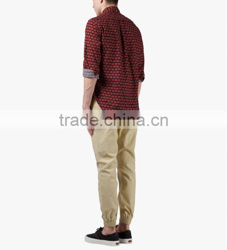 new design cheap Navy/Red Apple Print Vintage Button Down Shirt