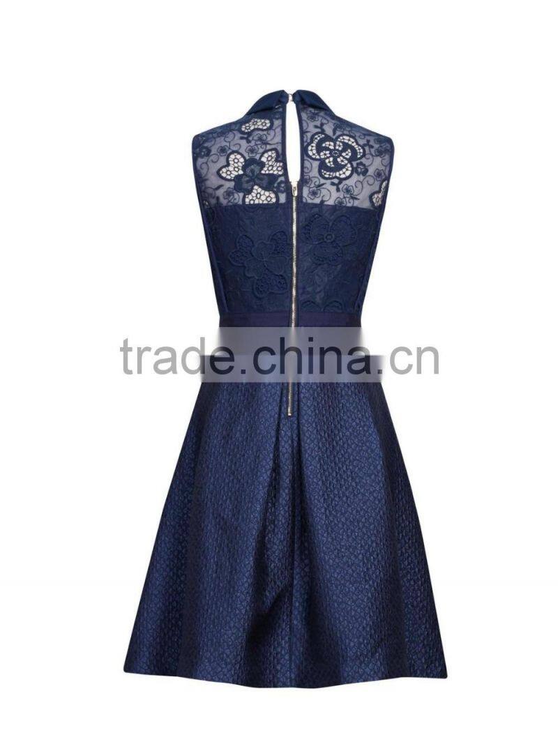 Girls navy lace expansion sleeveless dress