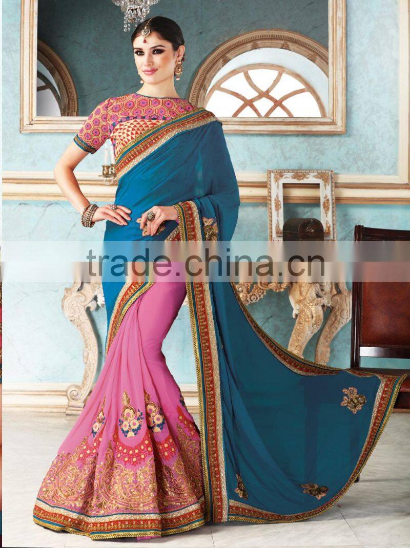 Desire Delicate Designer Light Blue Sarees Collections