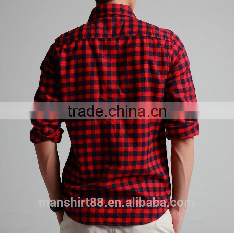 twin chest pocket slim fit checked soft brush flannel shirt