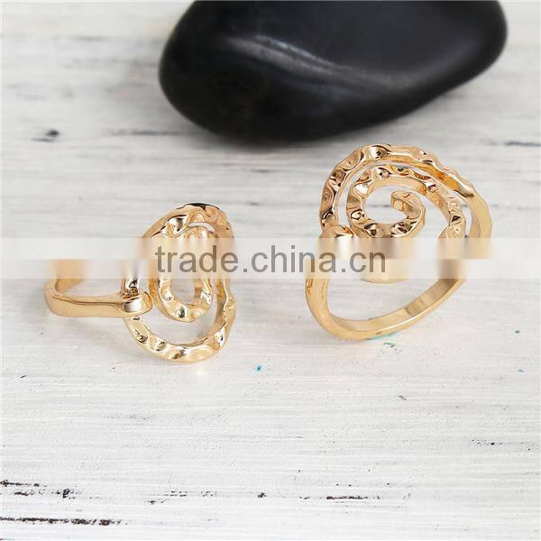 Custom Zinc Based Alloy Unadjustable Gold Plated Spiral Wave Rings