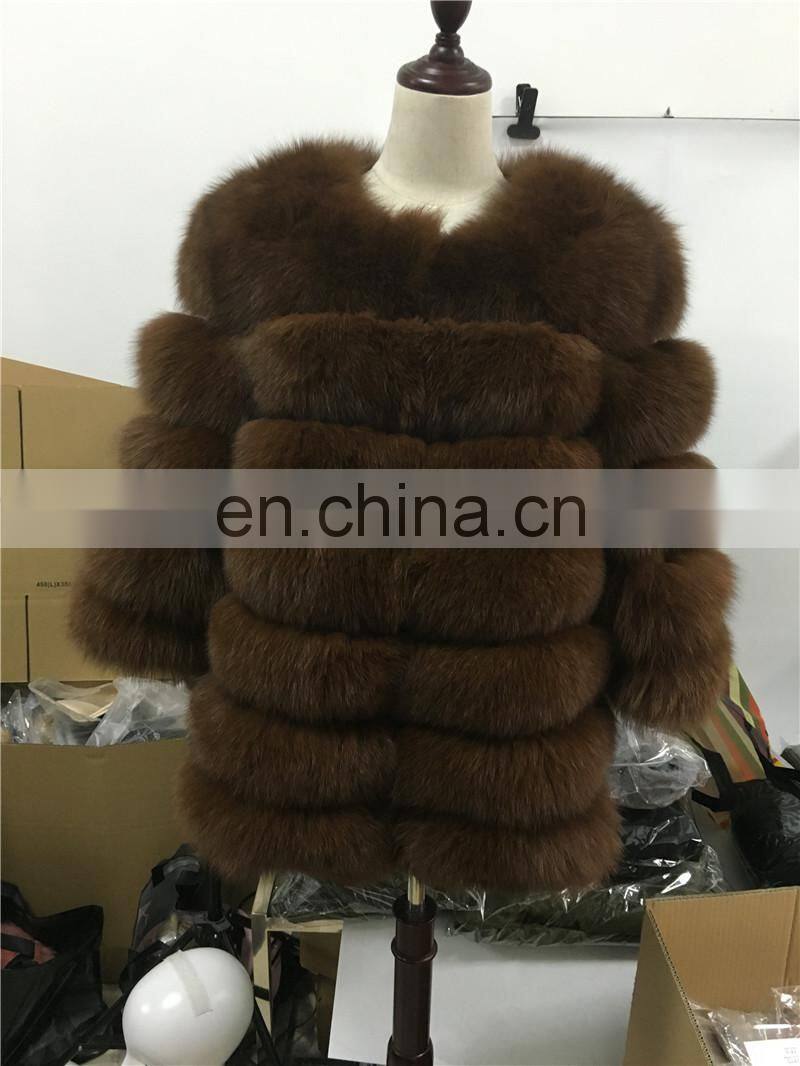 Real Fox Fur Jacket Fashionable Dyed Colour Real Fur Coat Wholesale