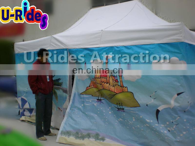 White Color Steel Frame Folding Tent With Printing