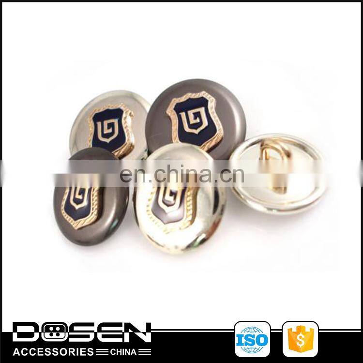 2 Color Shiny Sew on 1 Hole Button Custom Emboss Badge Logo Pattern Sewing Metal Buttons for Shirt Clothes Coats Garment Jacket