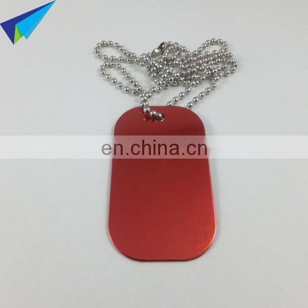Aluminum red dog tag with engraved logo