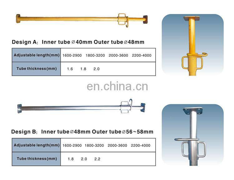 Tianjin Shisheng Group Adjustable Heavy Duty Telescopic Formwork Construction Scaffolding Shoring Prop