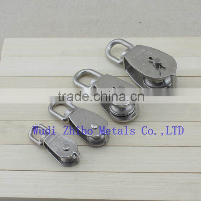 High quality stainless steel rope swivel pulley block with single or double wheel for sale
