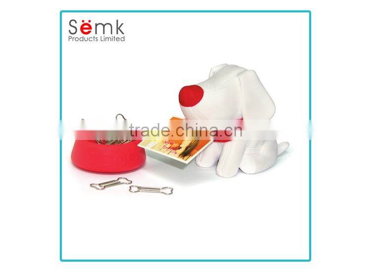 Hot sale plastic customized shape cute dog magnetic paper clip holder