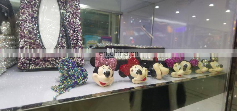 Christmas gift flash crystal Rhinestone cute dog pendant key chain creative sparkling complete with diamond dog keys