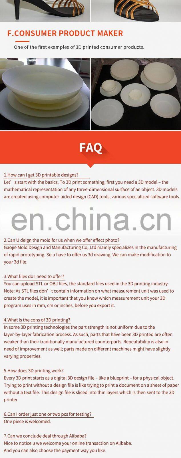 Plastic 3d cad kids toy model printing Rapid Prototype sla rapid prototype