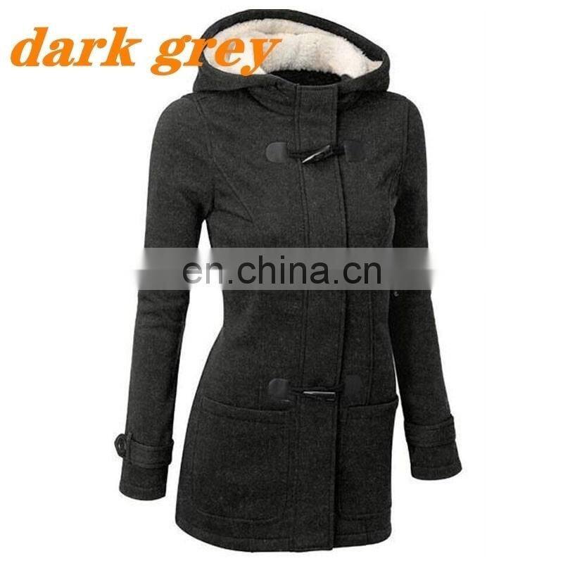 Wholesale custom-made women's Horn button jacket mid-long sleeve casual and comfortable fall winter loose sport jacket jogging j